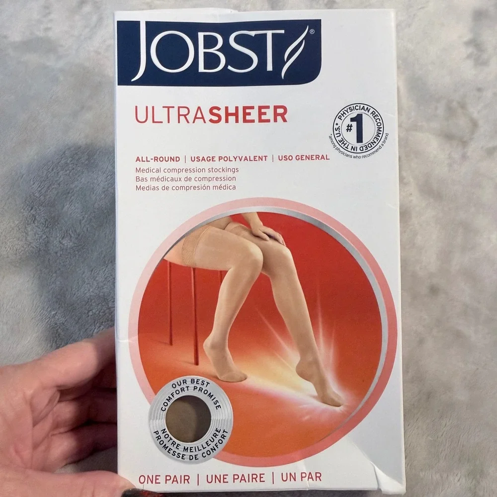 JOBST UltraSheer Thigh High Compression Stockings 15-20 mmHg XL Natural New